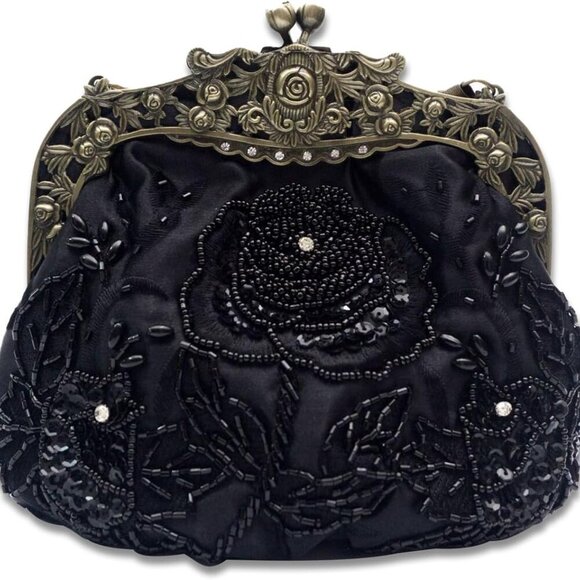 Vintage 1920s Beaded Evening Bag Pearl Clutch Bag for Women Bridal Wedding Purse - Picture 1 of 6